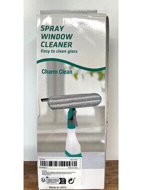 Charm Clean Spray Window Cleaner With Microfiber Head & Scraper - Easy-To-Use Gl